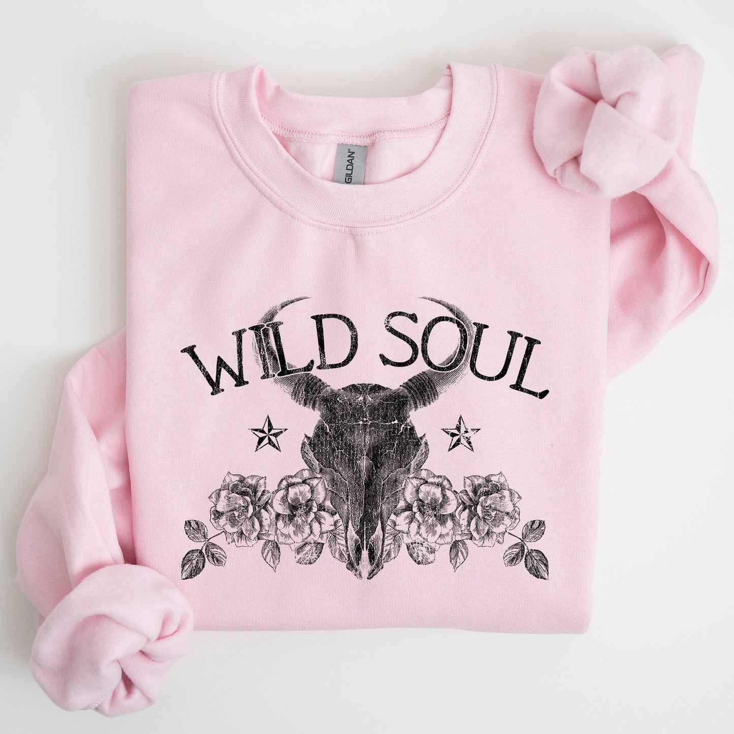 Wild Soul, Cowboy, Skull, Roses, Country, Cowgirl Sweatshirt