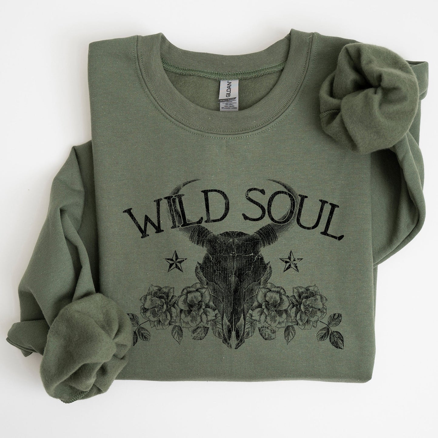 Wild Soul, Cowboy, Skull, Roses, Country, Cowgirl Sweatshirt