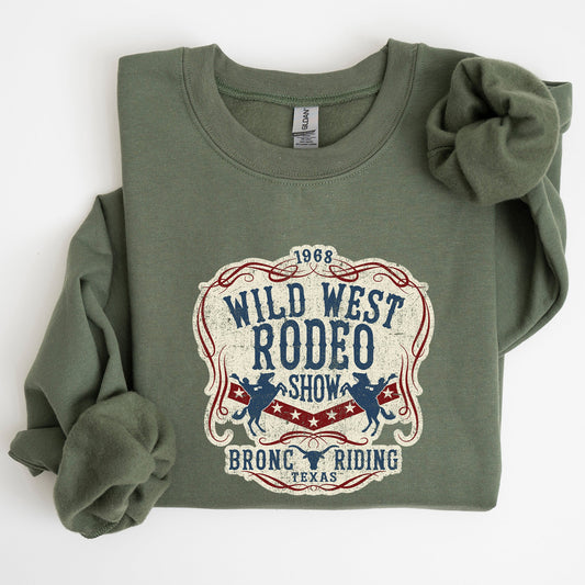 Wild West Rodeo Show Bronco Riding Cowboy Cowgirl Sweatshirt