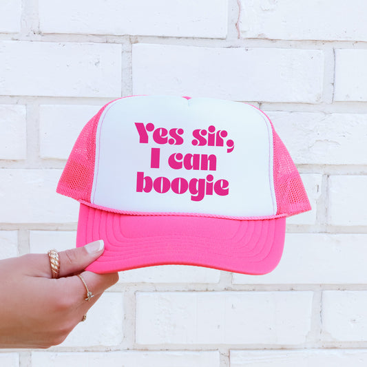 Yes Sir, I Can Boogie, Sassy, Funny, Bright Pink Snapback Trucker Hat