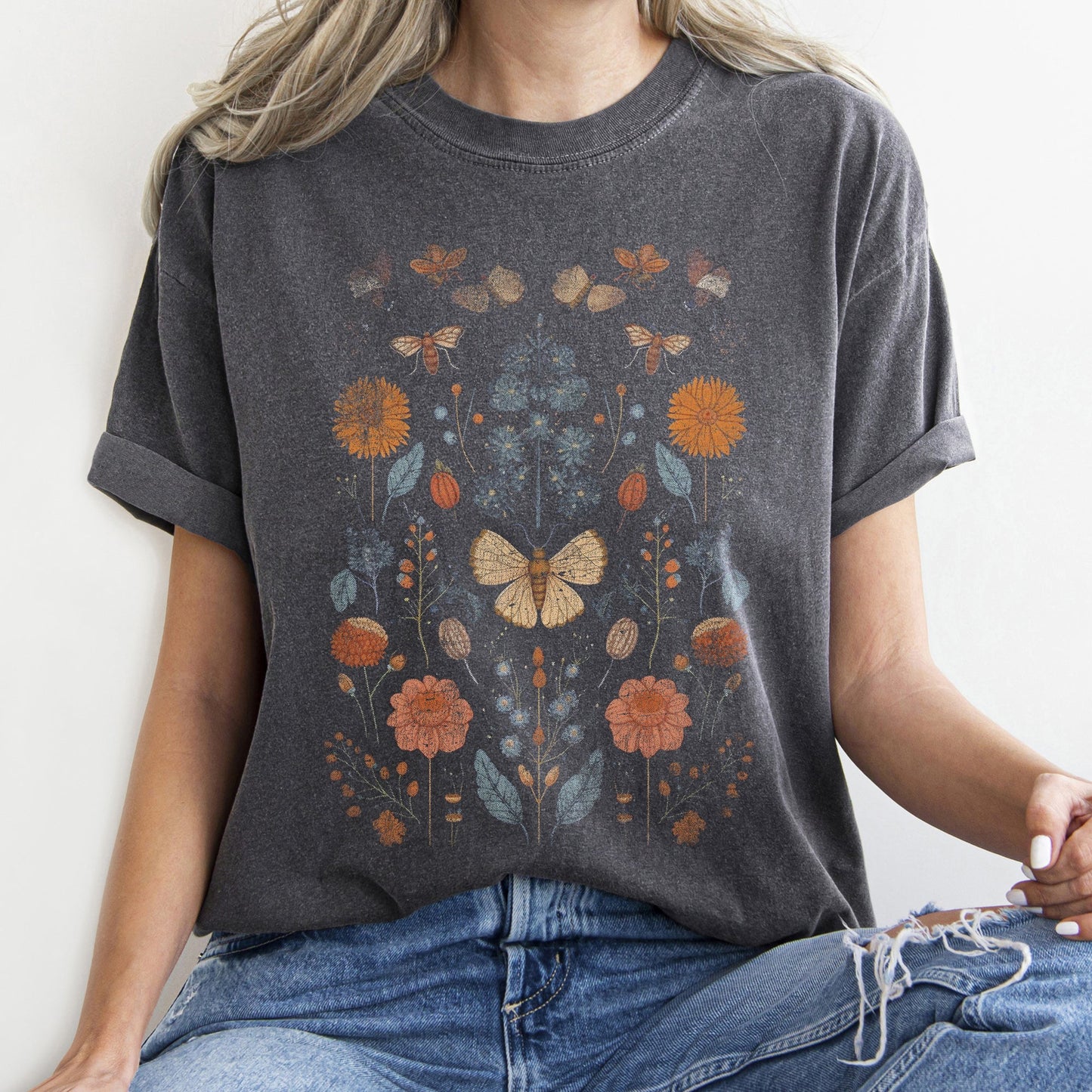 Bohemian Garden Moth Comfort Colors Tshirt