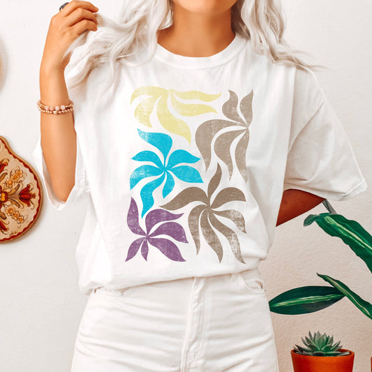 Boho Folk Art Vintage Leaves Comfort Colors Tshirt