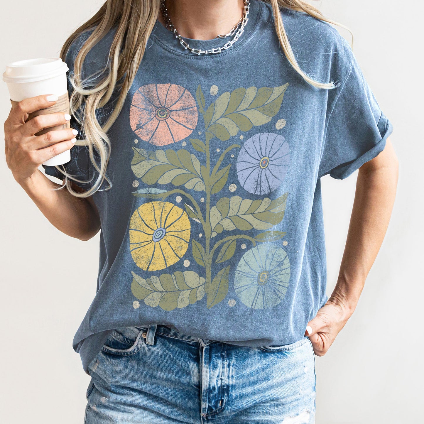 Boho Folk Art Chic Flower Comfort Colors Tshirt