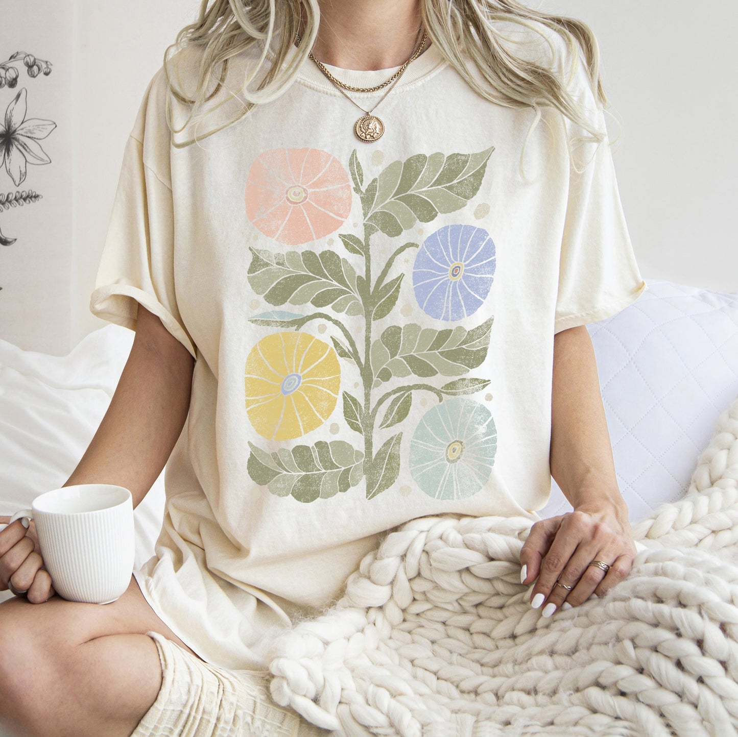 Boho Folk Art Chic Flower Comfort Colors Tshirt