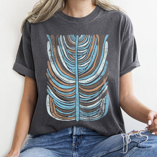 Boho Folk Art Vintage Stripe Floral Comfort Colors Tshirt