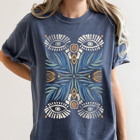 Boho Folk Art Vintage Mystical Floral Comfort Colors Tshirt