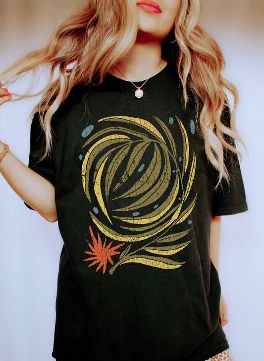 Boho Abstract Ferns Vintage Comfort Colors Tshirt