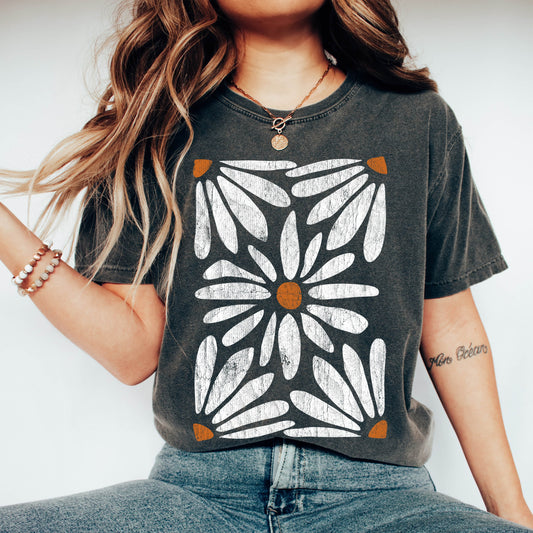 Boho Daisy Botanical Vintage Comfort Colors Tshirt