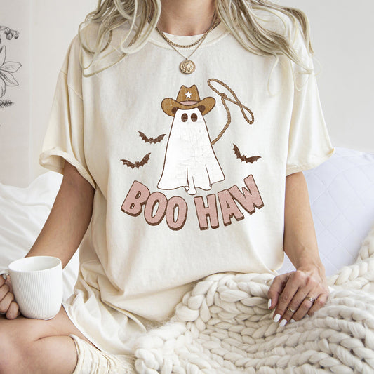 Boo Haw Retro Ghost Comfort Colors Tshirt