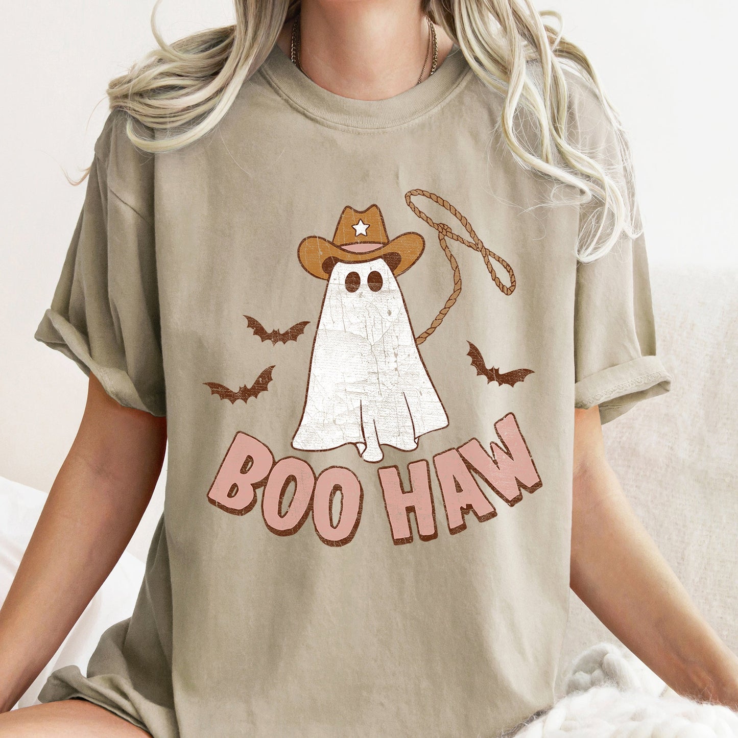 Boo Haw Retro Ghost Comfort Colors Tshirt