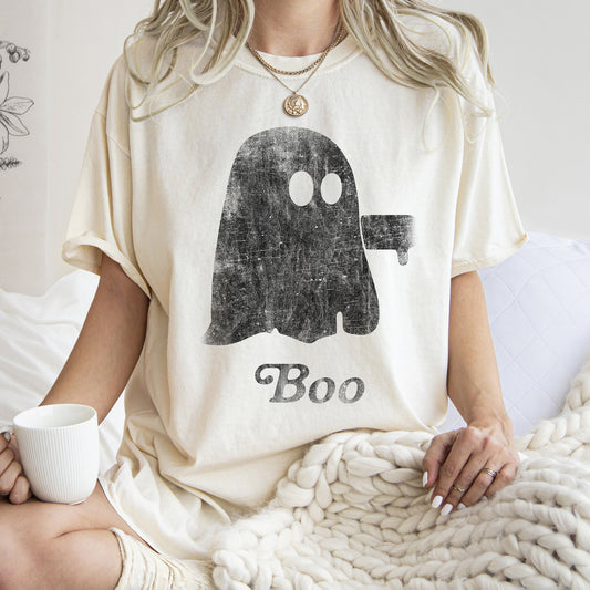 Boo Retro Ghost Comfort Colors Tshirt