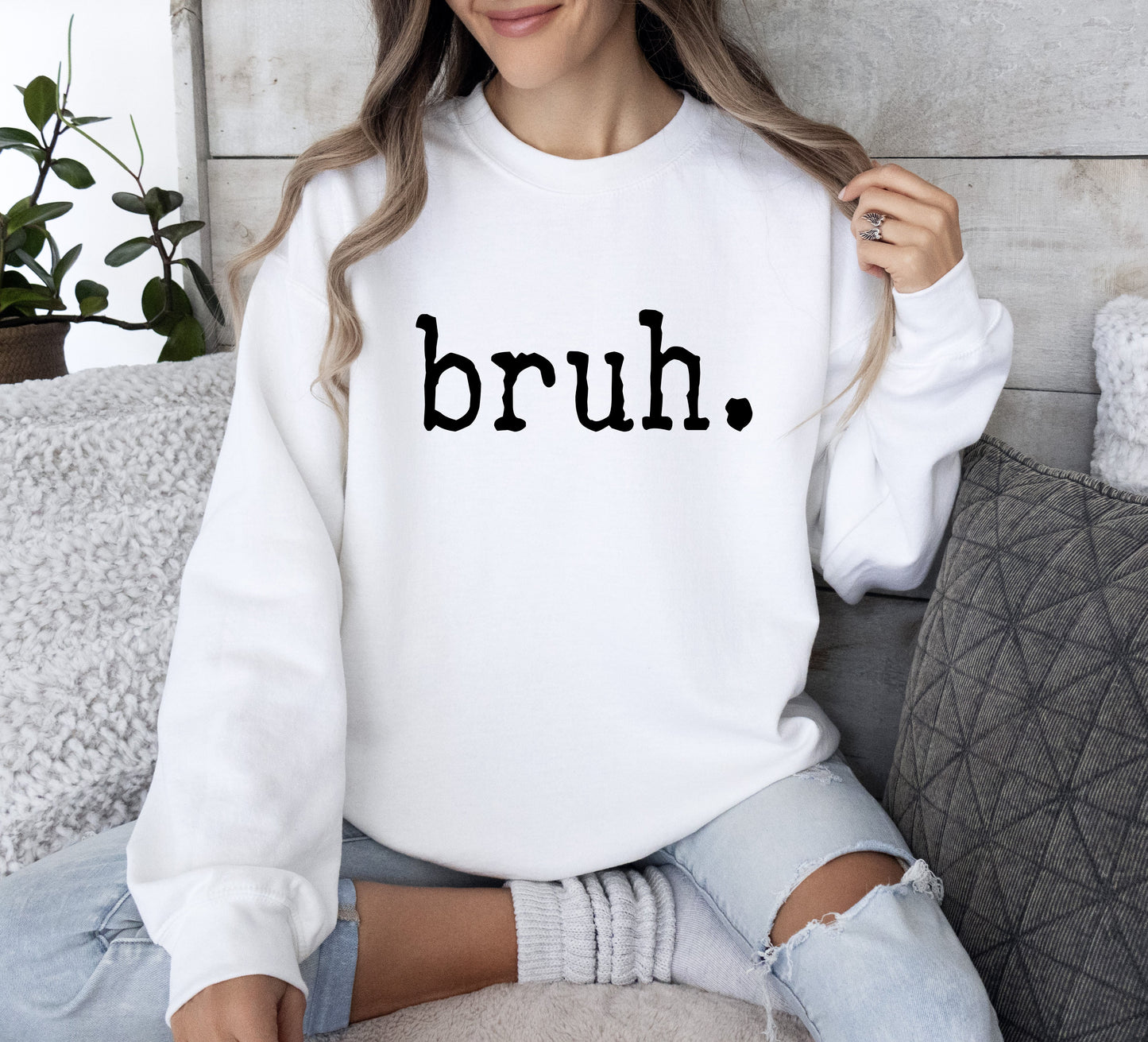 Bruh Funny Sweatshirt, Sarcastic College Sweatshirt