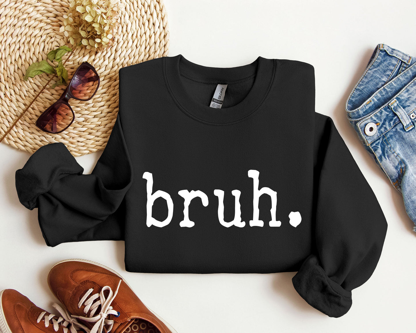 Bruh Funny Sweatshirt, Sarcastic College Sweatshirt