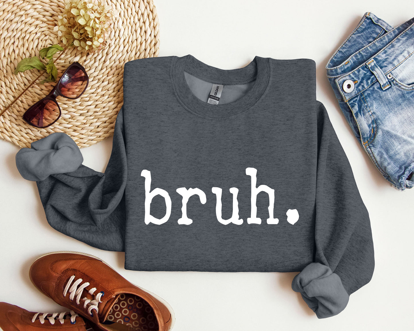 Bruh Funny Sweatshirt, Sarcastic College Sweatshirt