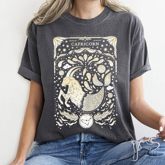 Capricorn Celestial Zodiac Comfort Colors Tees, Horoscope, Astrology