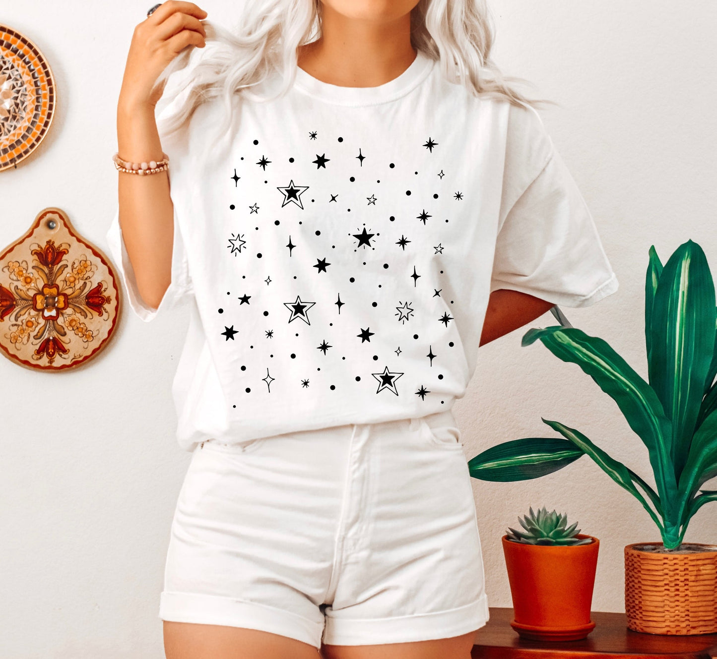 Star Pattern Celestial Comfort Colors Tshirt