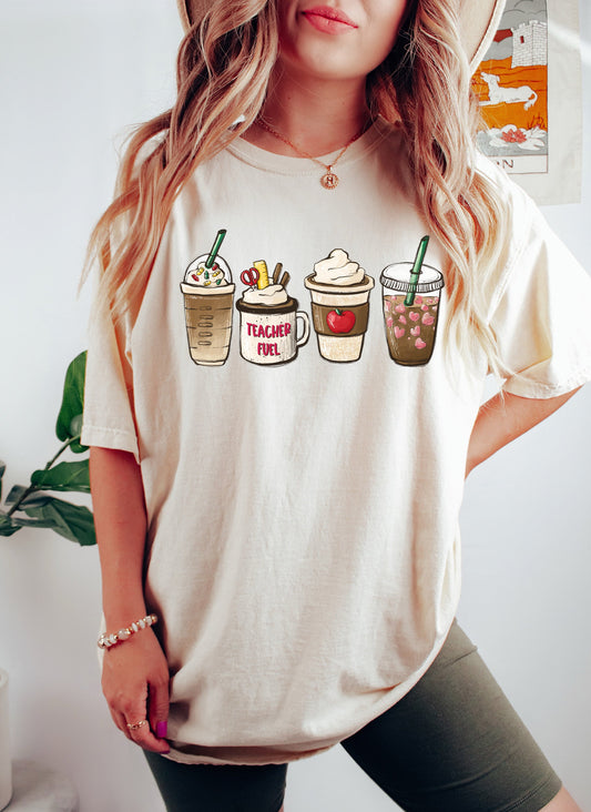 Teacher Fuel Coffee Drink Lover Comfort Colors Tshirt