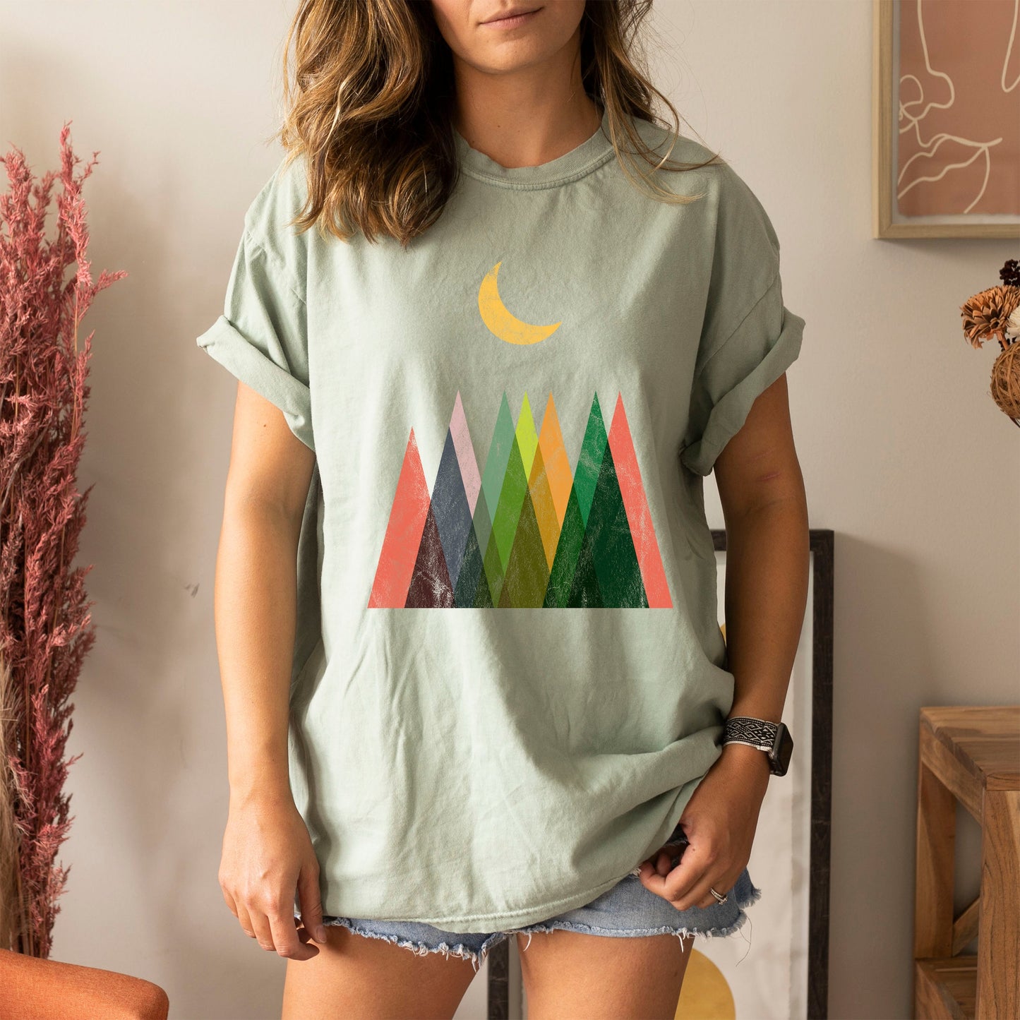 Abstract Mountains And Moon Silhouette Comfort Colors Tshirt