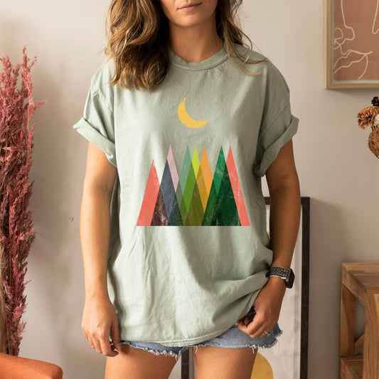 Abstract Mountains And Moon Silhouette Comfort Colors Tshirt