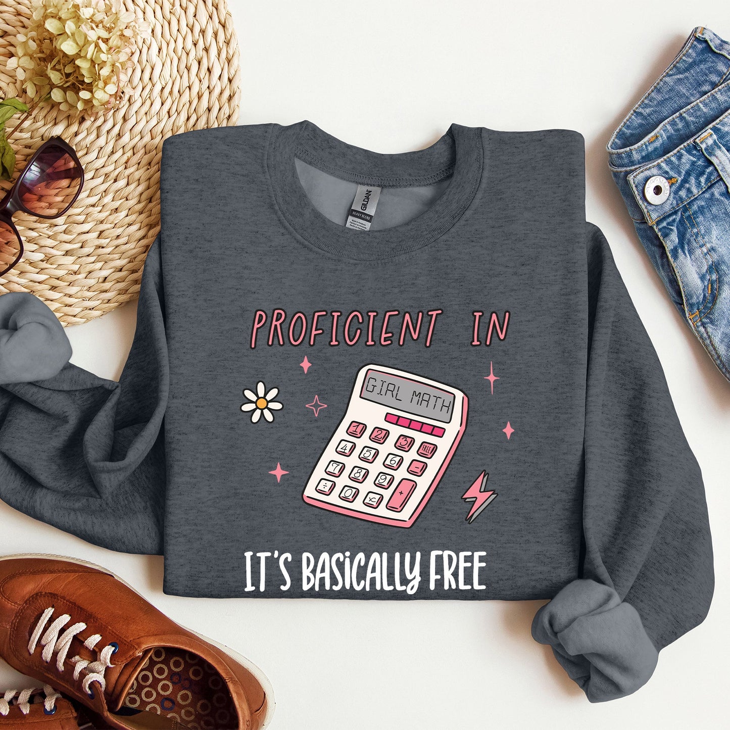 Girl Math, Basically Free, Calculator, Tiktok, Sweatshirt