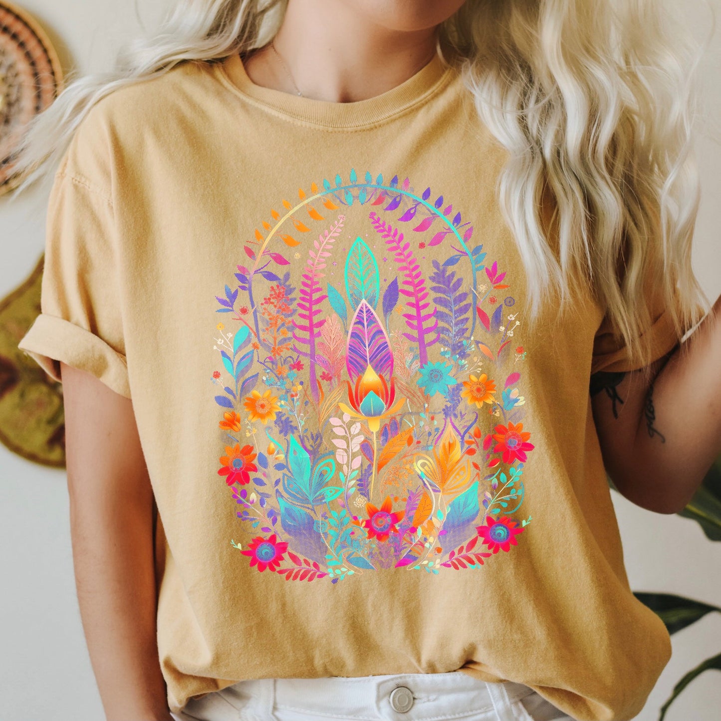 Floral Boho Festival Comfort Colors Tshirt