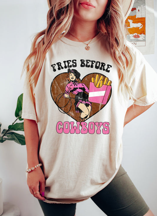 Fries Before Cowboys Vintage Comfort Colors Tshirt