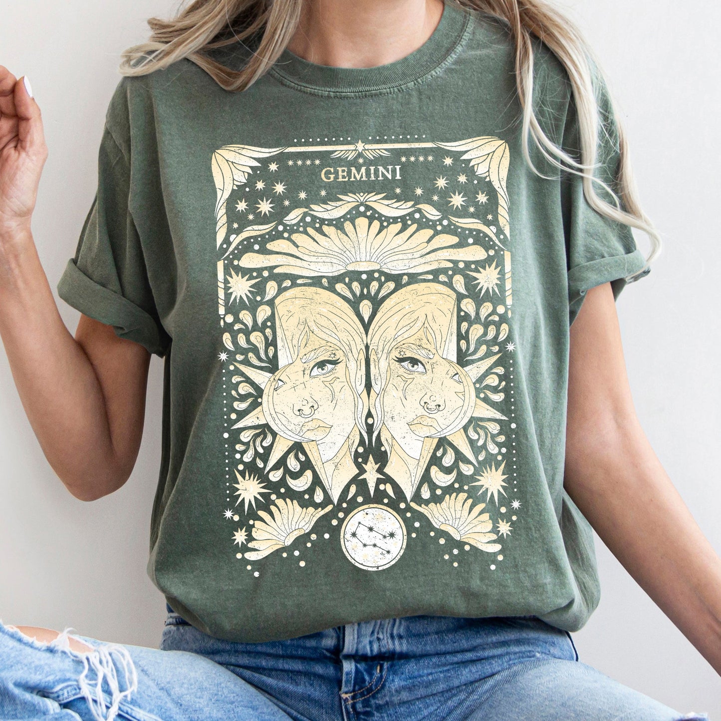 Gemini Celestial Zodiac Comfort Colors Tees, Horoscope, Astrology