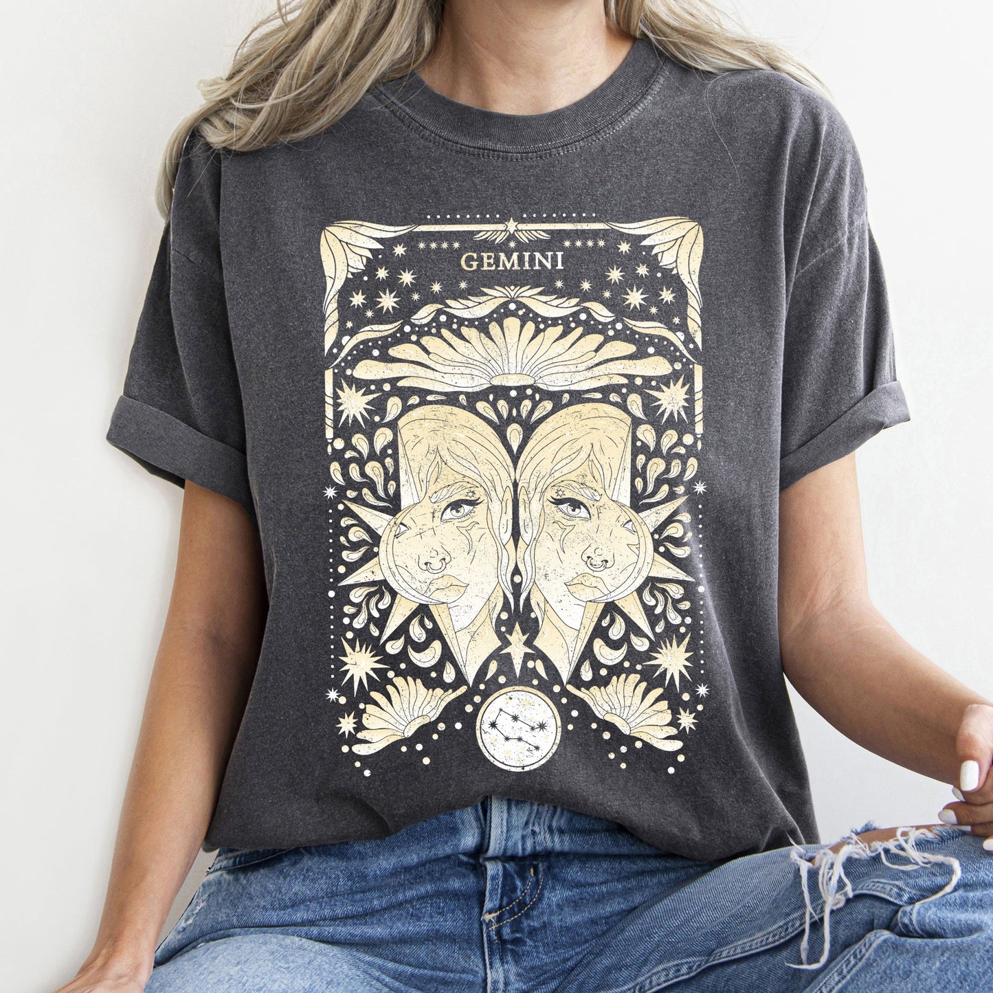 Gemini Celestial Zodiac Comfort Colors Tees, Horoscope, Astrology