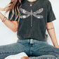 Floral Print Gray Dragonfly Comfort Colors Tshirt