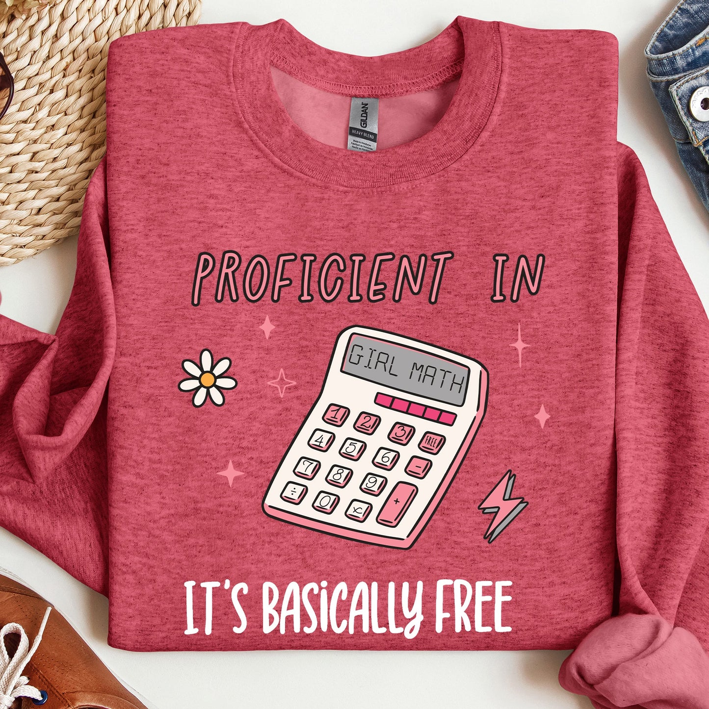 Girl Math, Basically Free, Calculator, Tiktok, Sweatshirt