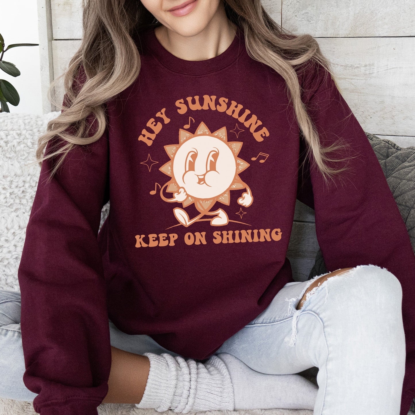 Hey Sunshine Keep On Shining, Retro, Positivity, Kindness, Mental Health, Sweatshirt