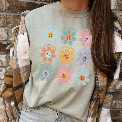 Positive Affirmations, Daisy, Retro, Comfort Colors Tshirt