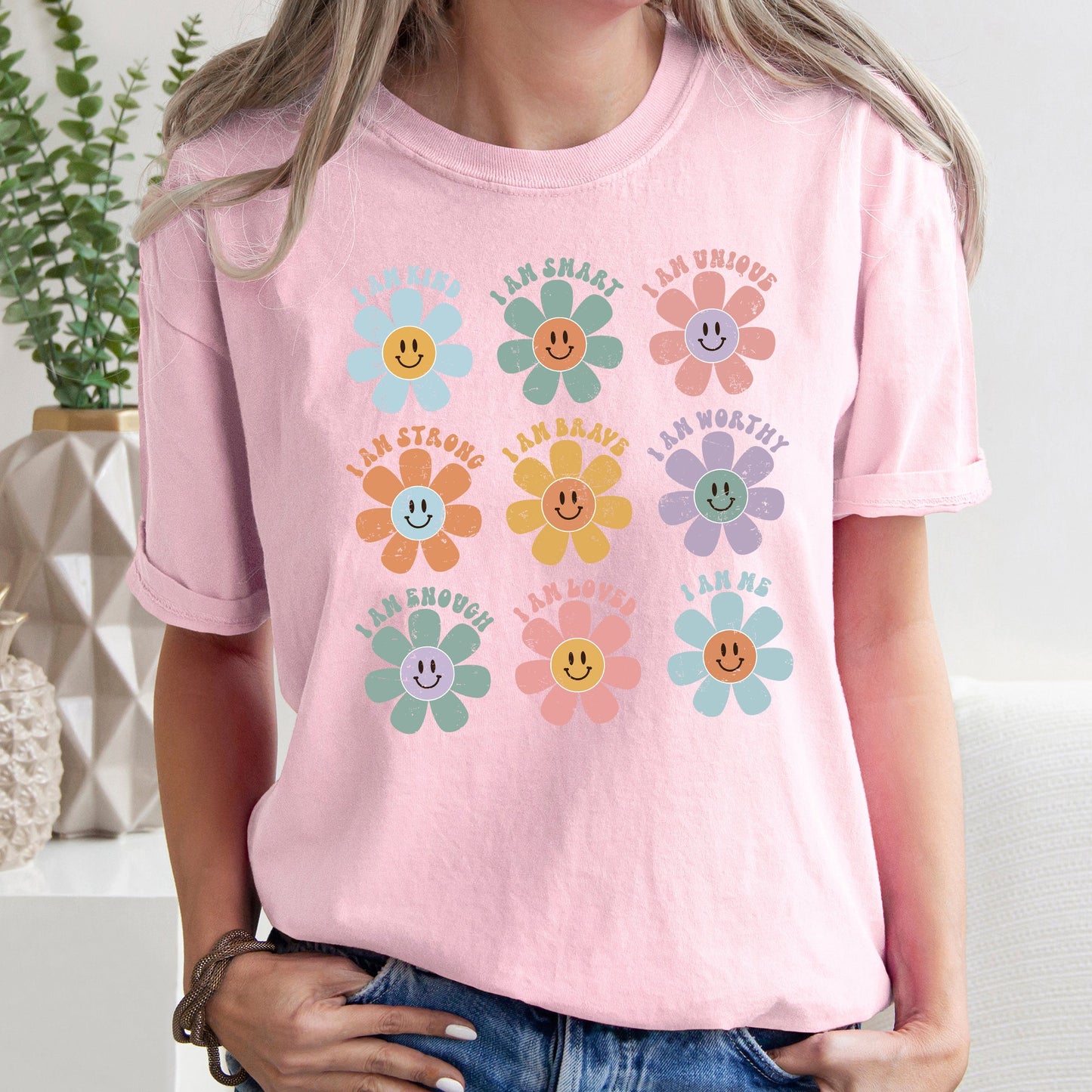 Positive Affirmations, Daisy, Retro, Comfort Colors Tshirt