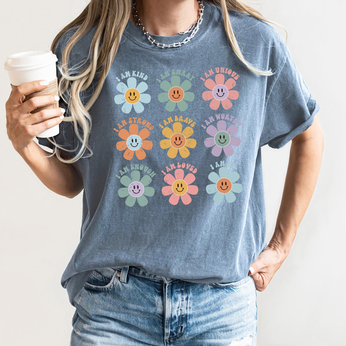 Positive Affirmations, Daisy, Retro, Comfort Colors Tshirt