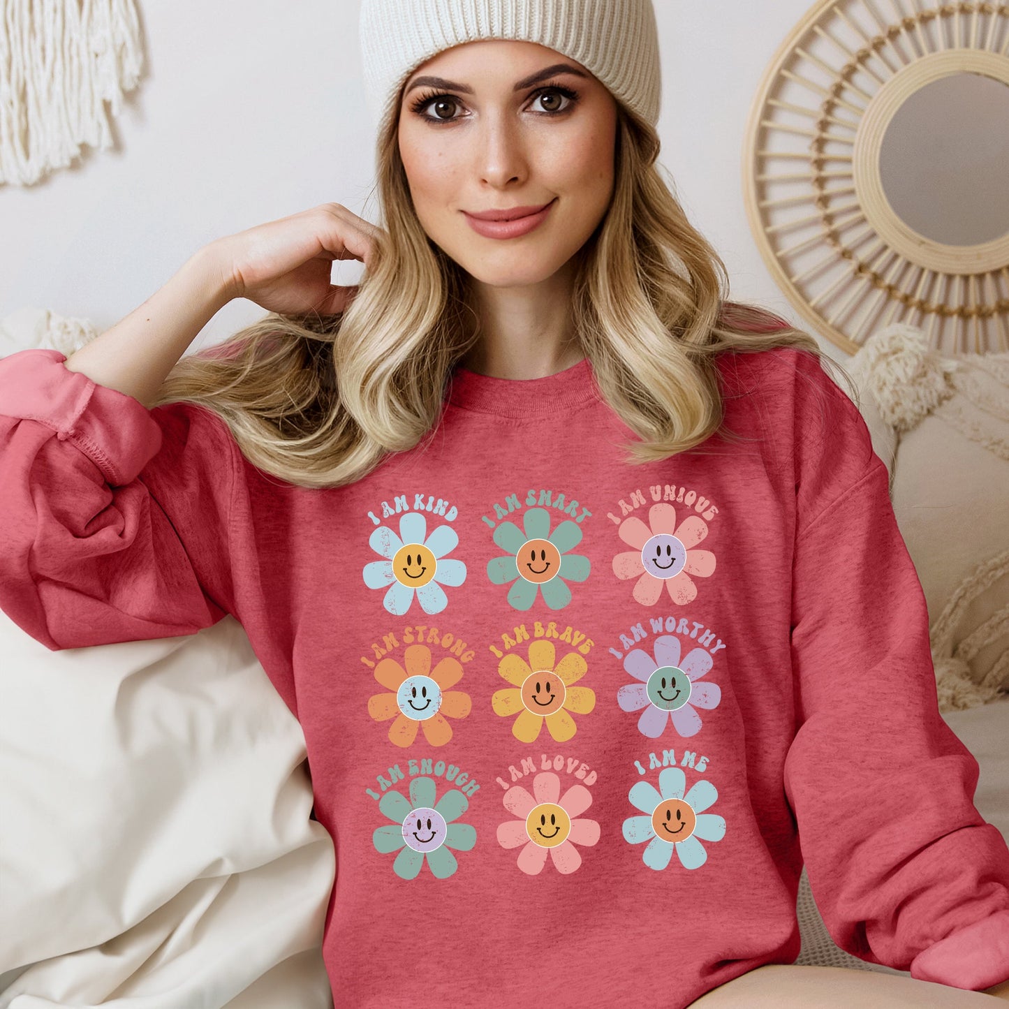 Positive Affirmations, Daisy, Retro, Sweatshirt