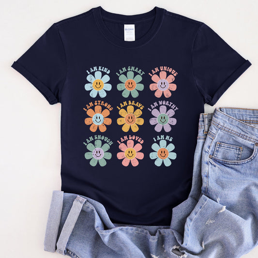 Positive Affirmations, Daisy, Retro, Super Soft Tshirt