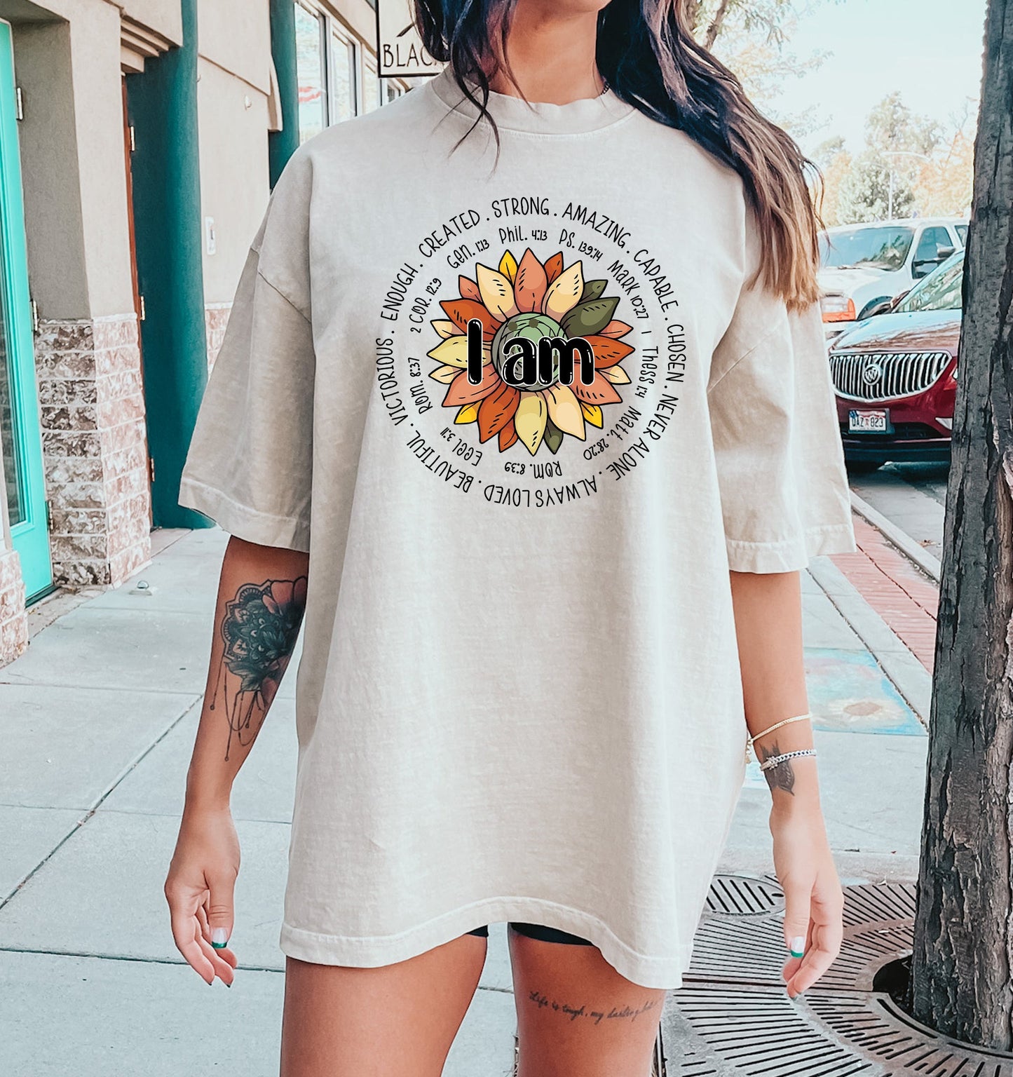 I am Strong Biblical Floral Comfort Colors Tshirt