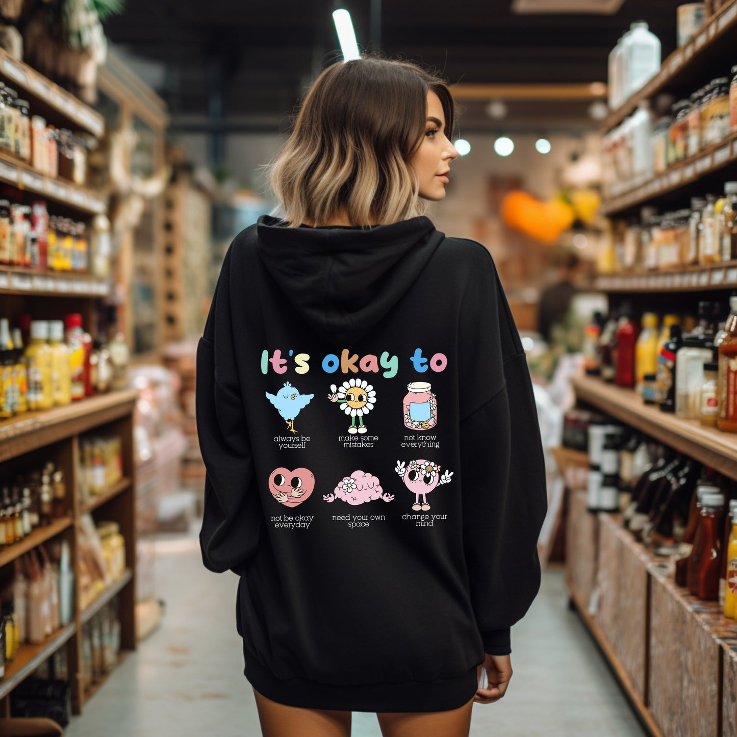 It's Ok To, Positivity, Kindness, Mental Health, Hooded Sweatshirt, Hoodie