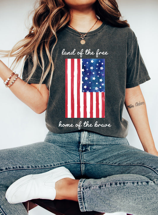 Land Of The Free Patriotic Comfort Colors Tshirt