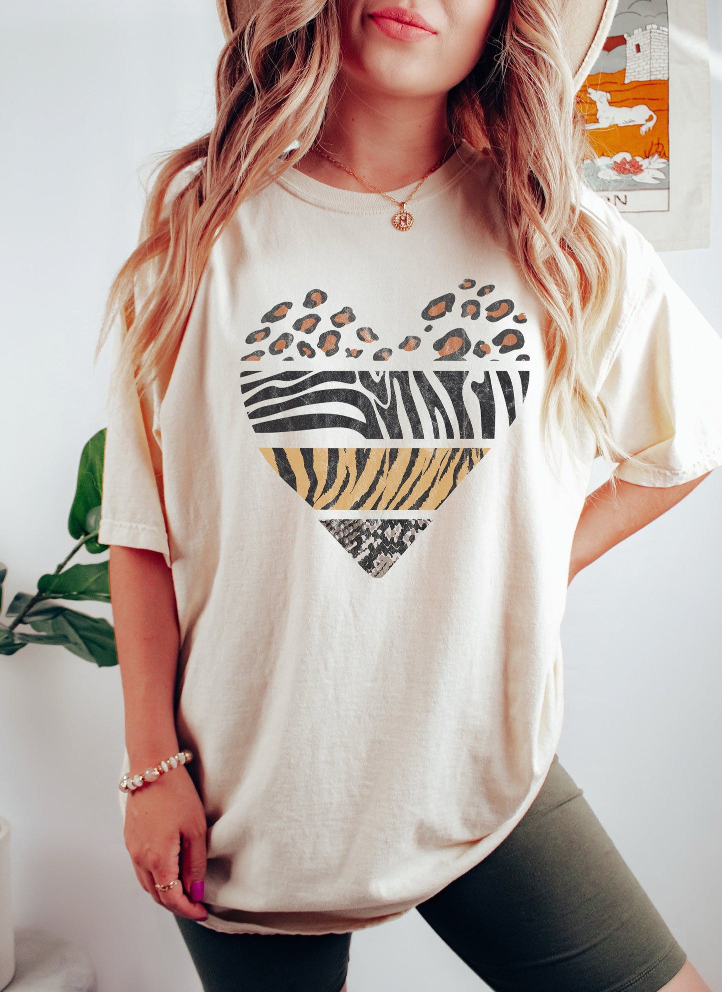 Animal Print Heart Comfort Colors Tshirt