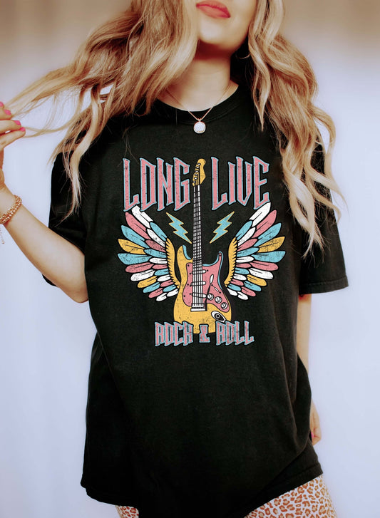 Long Live Rock & Roll Music Lover Comfort Colors Tshirt