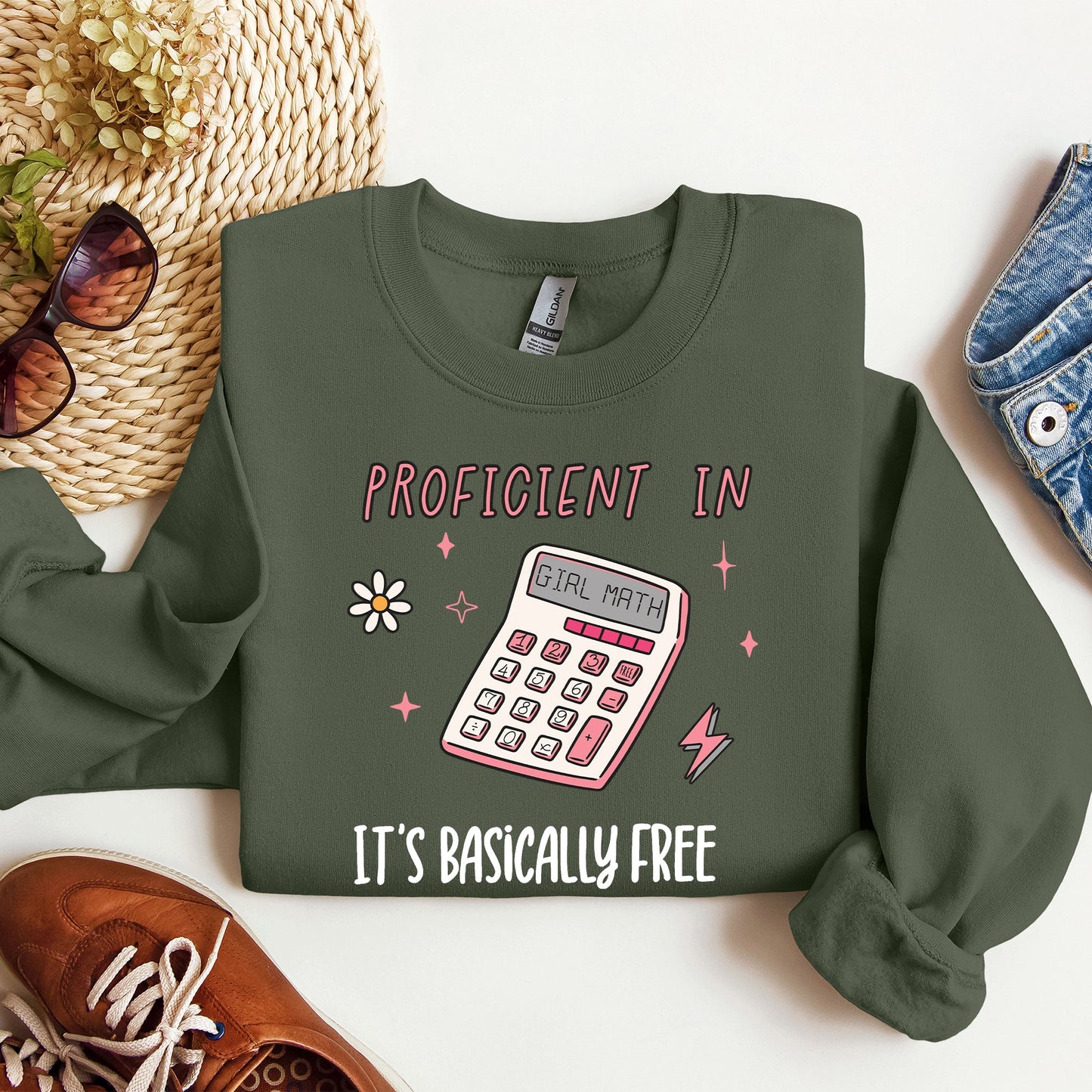 Girl Math, Basically Free, Calculator, Tiktok, Sweatshirt
