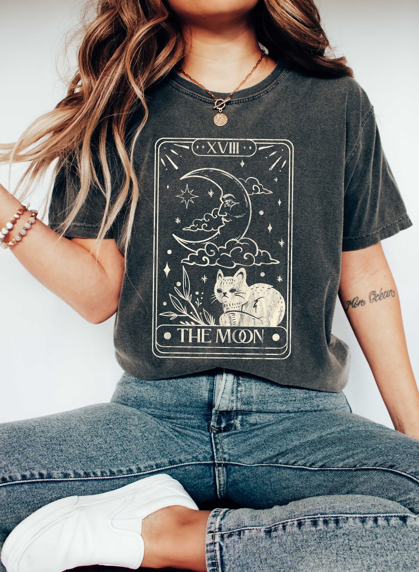 Moon Tarot Card Celestial Comfort Colors Tshirt