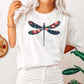 Dragonfly Red Floral Print Comfort Colors Tshirt