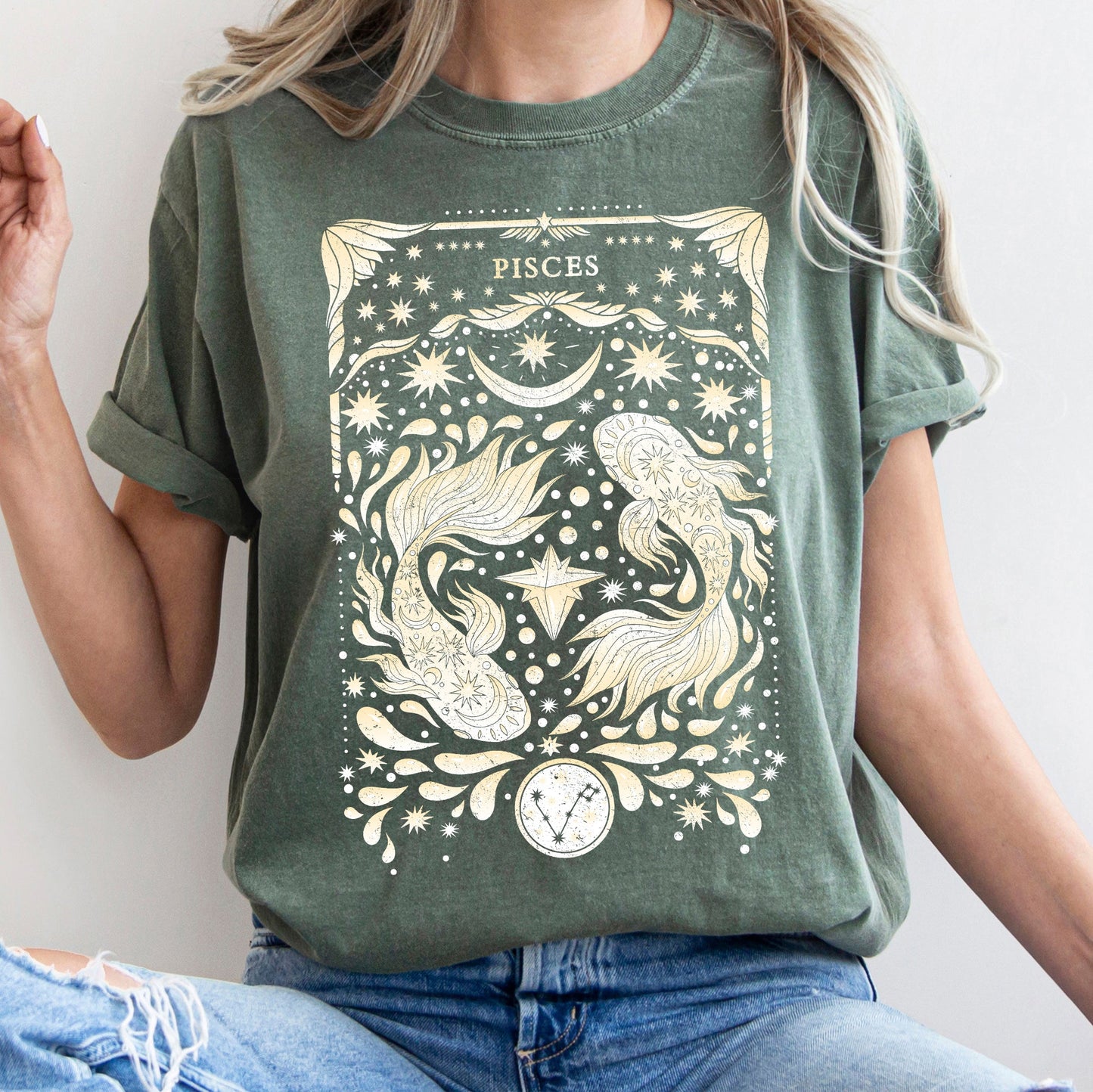 Pisces Celestial Zodiac Comfort Colors Tees, Horoscope, Astrology