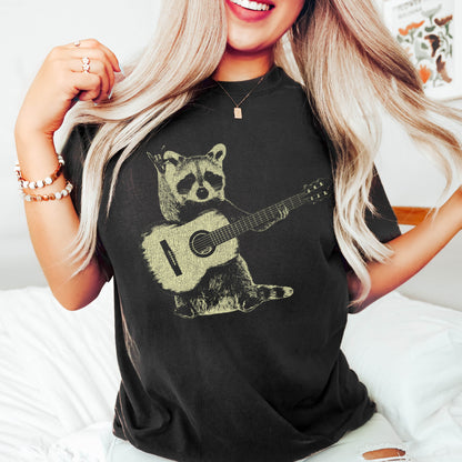 Raccoon Playing Guitar Comfort Colors Tshirt