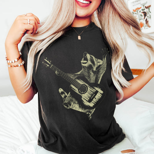 Raccoon Rocking Out Comfort Colors Tshirt