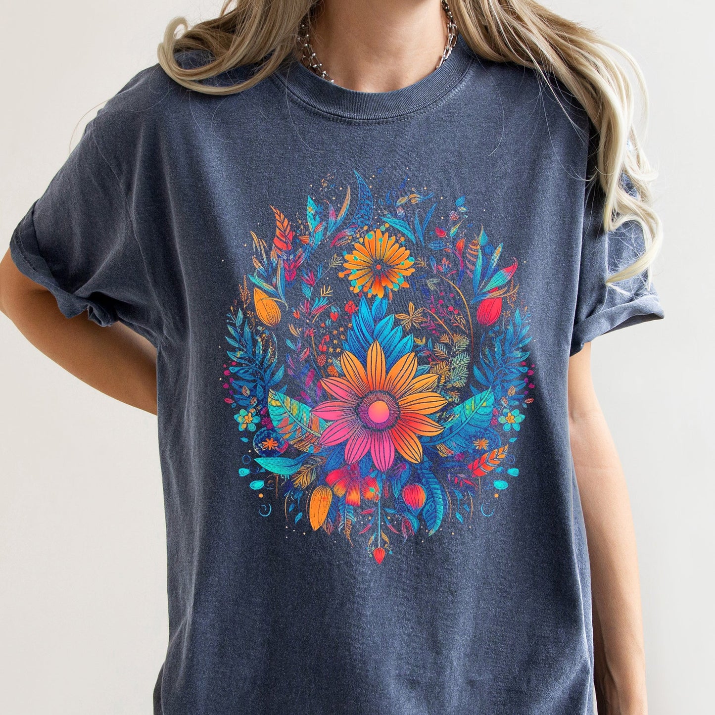 Retro Floral Festival Comfort Colors Tshirt