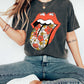 Retro Lips Rock & Roll Comfort Colors Tshirt