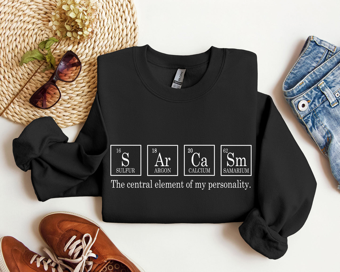 Sarcasm Periodic Table Funny Sweatshirt, Sarcastic College Sweatshirt